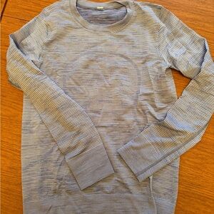 lululemon athletica Blue and White Striped Long Sleeve Tee